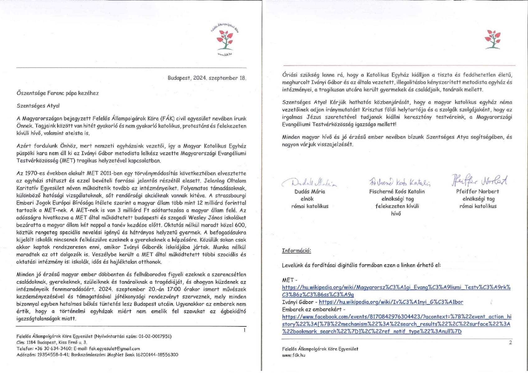 Árasszuk el leveleinkkel Ferenc pápát!